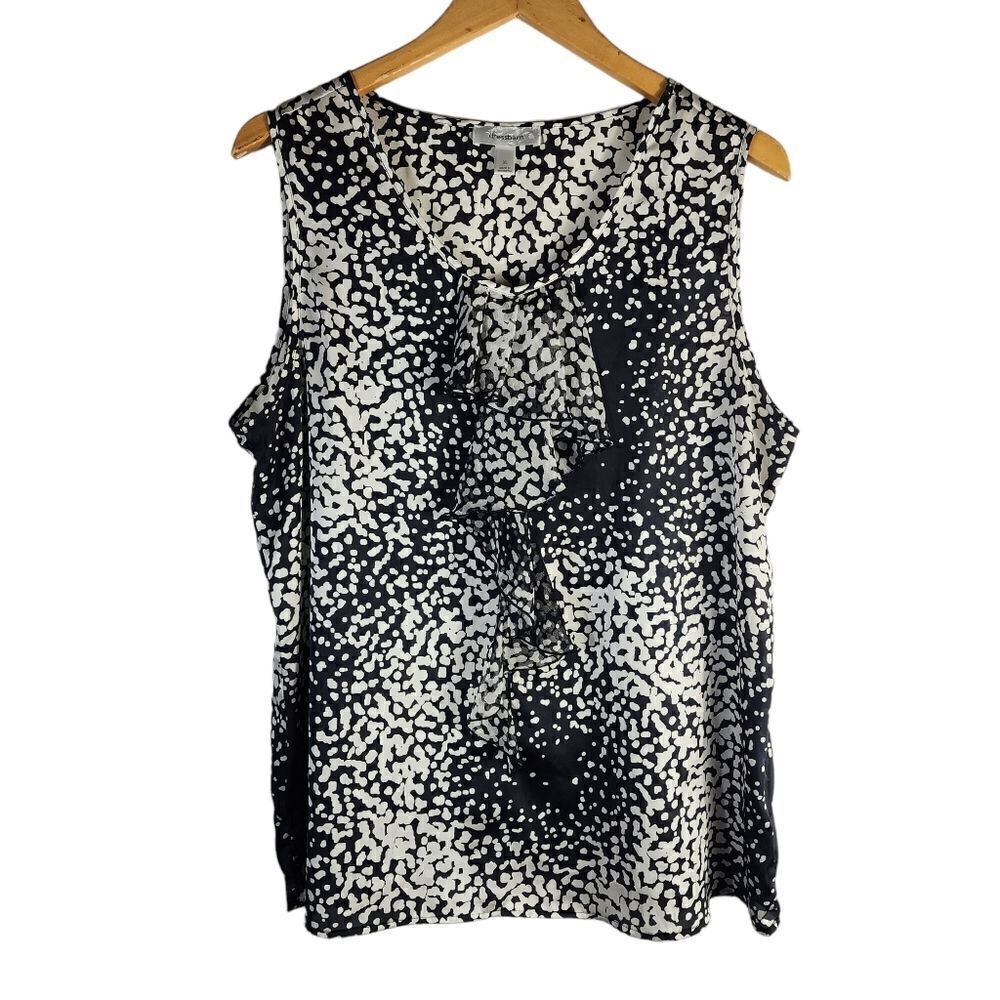 dressbarn ruffle black and white tank top